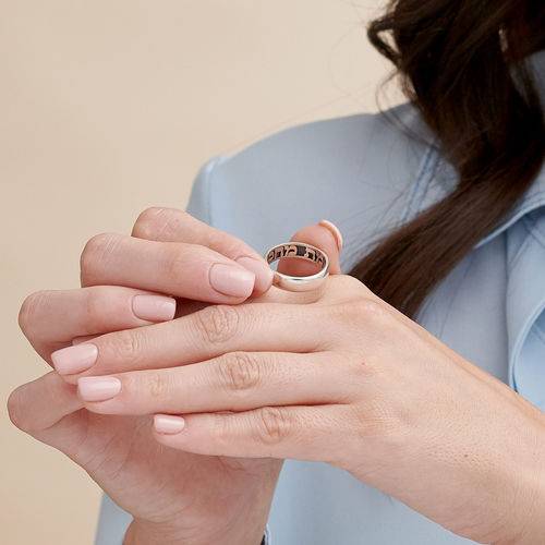 Sterling Silver Comfort Fit Inside Engraved Ring  with Hebrew Engraving-3 product photo