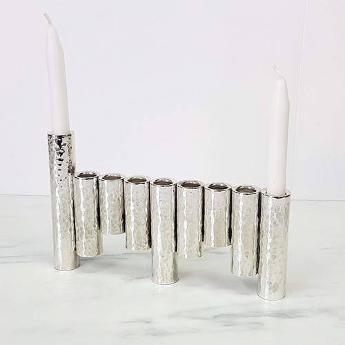 Sterling SIlver Modern Hanukkah Menorah by Bier Judaica-3 product photo