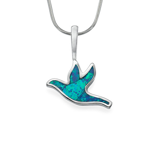 Dove of Peace Necklace in Opal and Silver - IsraelBlessing