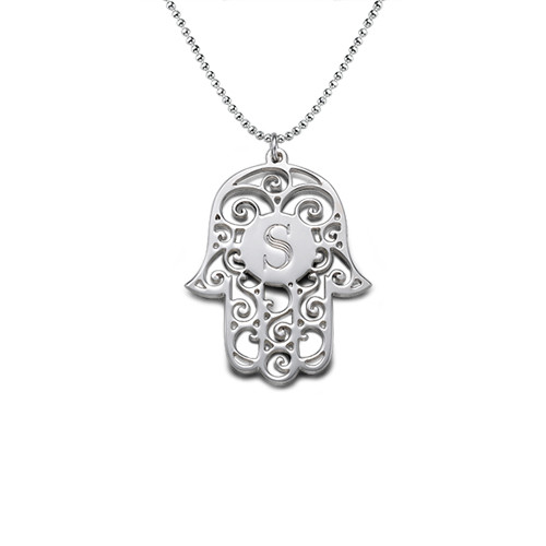 Personalized Silver Hamsa Necklace | IsraelBlessing