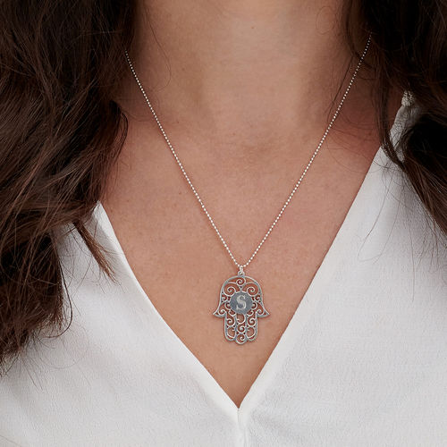 Personalized Silver Hamsa Necklace | IsraelBlessing
